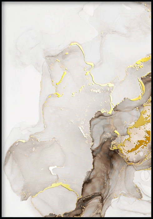 Pintura Marrón Beige Izquierda Oro Oro Póster